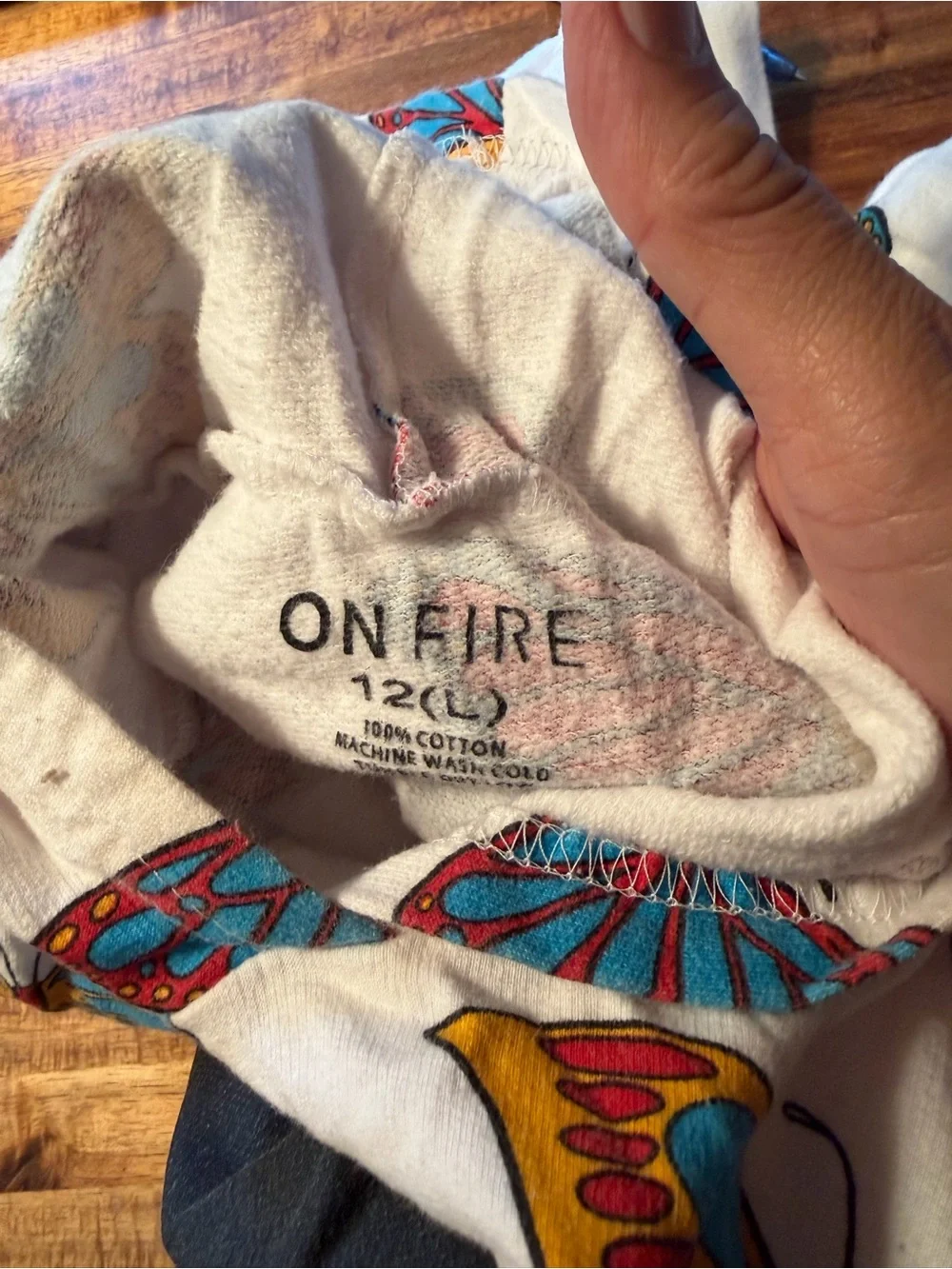 On Fire Cotton Simply Blessed Butterflies Girls Hoodie. Sz 12L